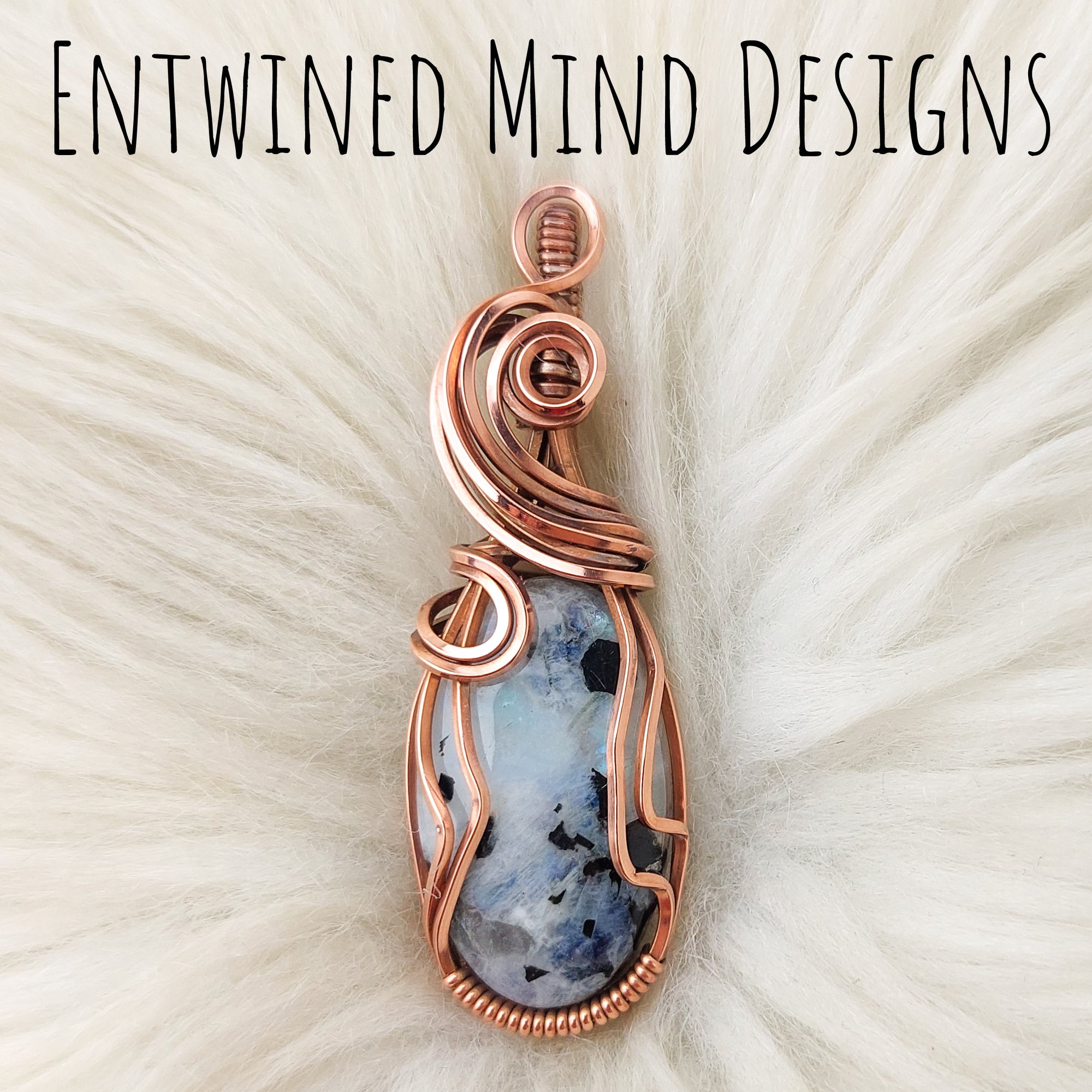 Tourmaline in Moonstone Copper Statement Pendant