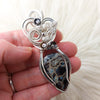 Black Agate Sterling Silver Statement Pendant