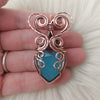 Dyed Chalcedony Copper Heart Statement Pendant