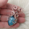 Dyed Chalcedony Copper Heart Statement Pendant