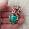 Dyed Chalcedony Copper Heart Statement Pendant