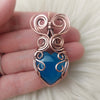 Dyed Chalcedony Copper Heart Statement Pendant