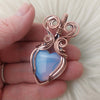 Opalite Glass Copper Heart Statement Pendant