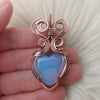 Opalite Glass Copper Heart Statement Pendant