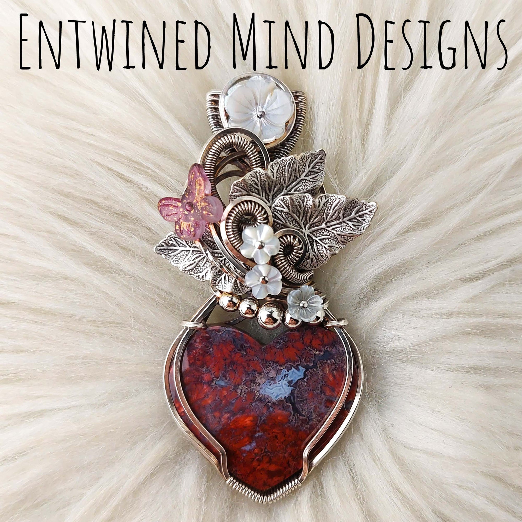 Moss Agate And Sterling Silver Heart Pendant