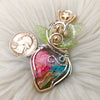 Dyed Lace Agate, Sterling Silver, and 14k Goldfilled Heart Pendant