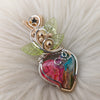 Dyed Lace Agate, Sterling Silver, and 14k Goldfilled Heart Pendant
