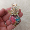 Dyed Lace Agate, Sterling Silver, and 14k Goldfilled Heart Pendant