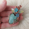Amazonite And Copper Heart Statement Pendant