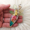 Dyed Fossilized Palm Root, Sterling Silver, and 14k Goldfilled Pendant