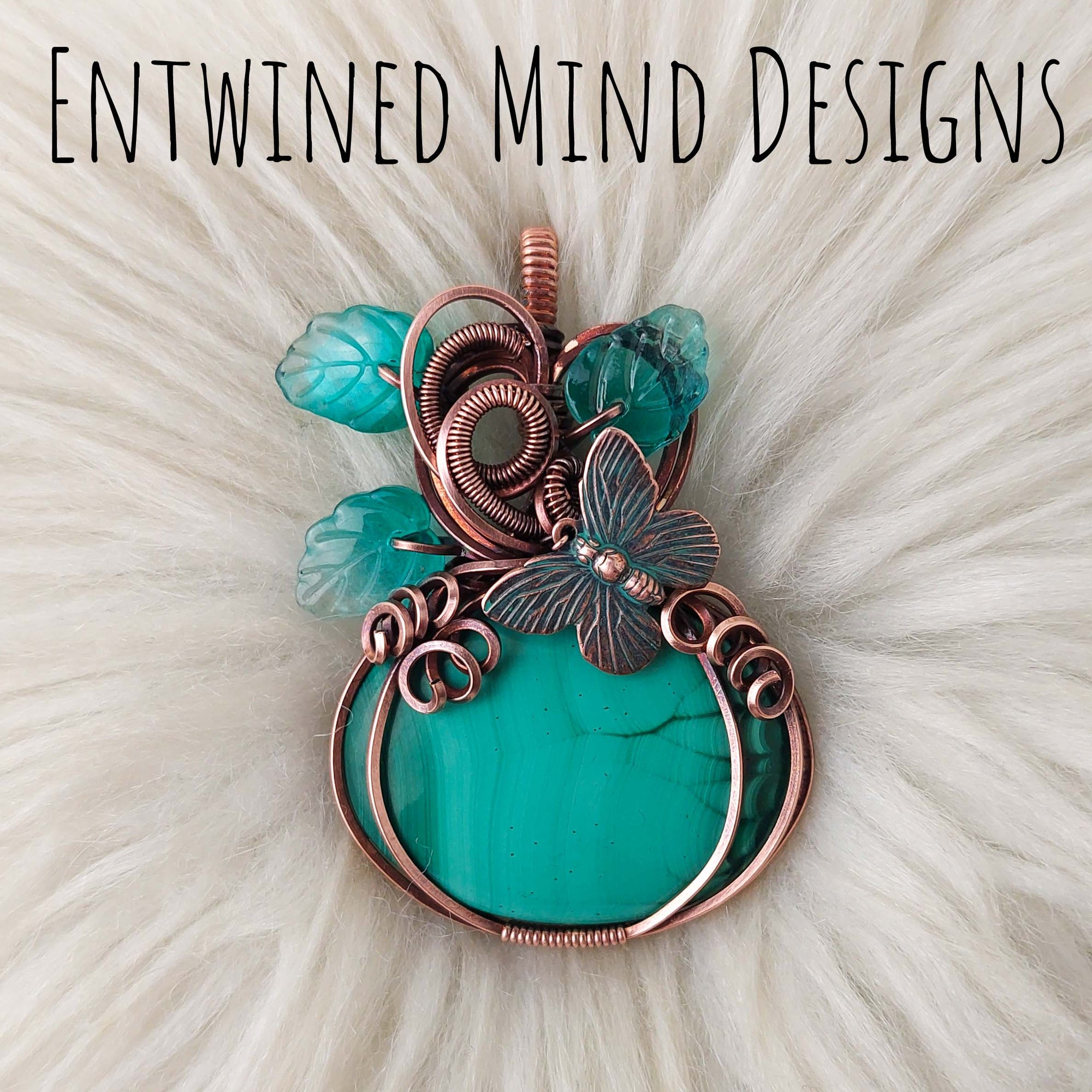 Malachite Pumpkin Pendant In Copper