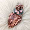 Artisan Cut Indonesian Lace Agate And Copper Heart Statement Pendant