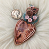 Artisan Cut Indonesian Lace Agate And Copper Heart Statement Pendant
