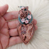 Artisan Cut Indonesian Lace Agate And Copper Heart Statement Pendant