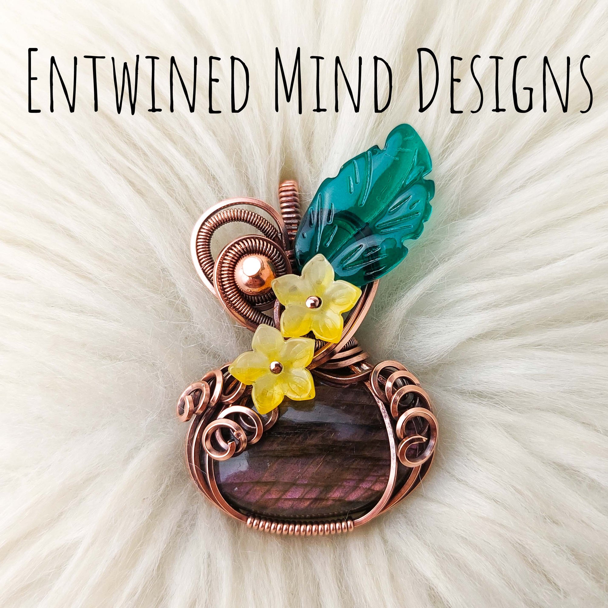 Labradorite Pumpkin Pendant In Copper