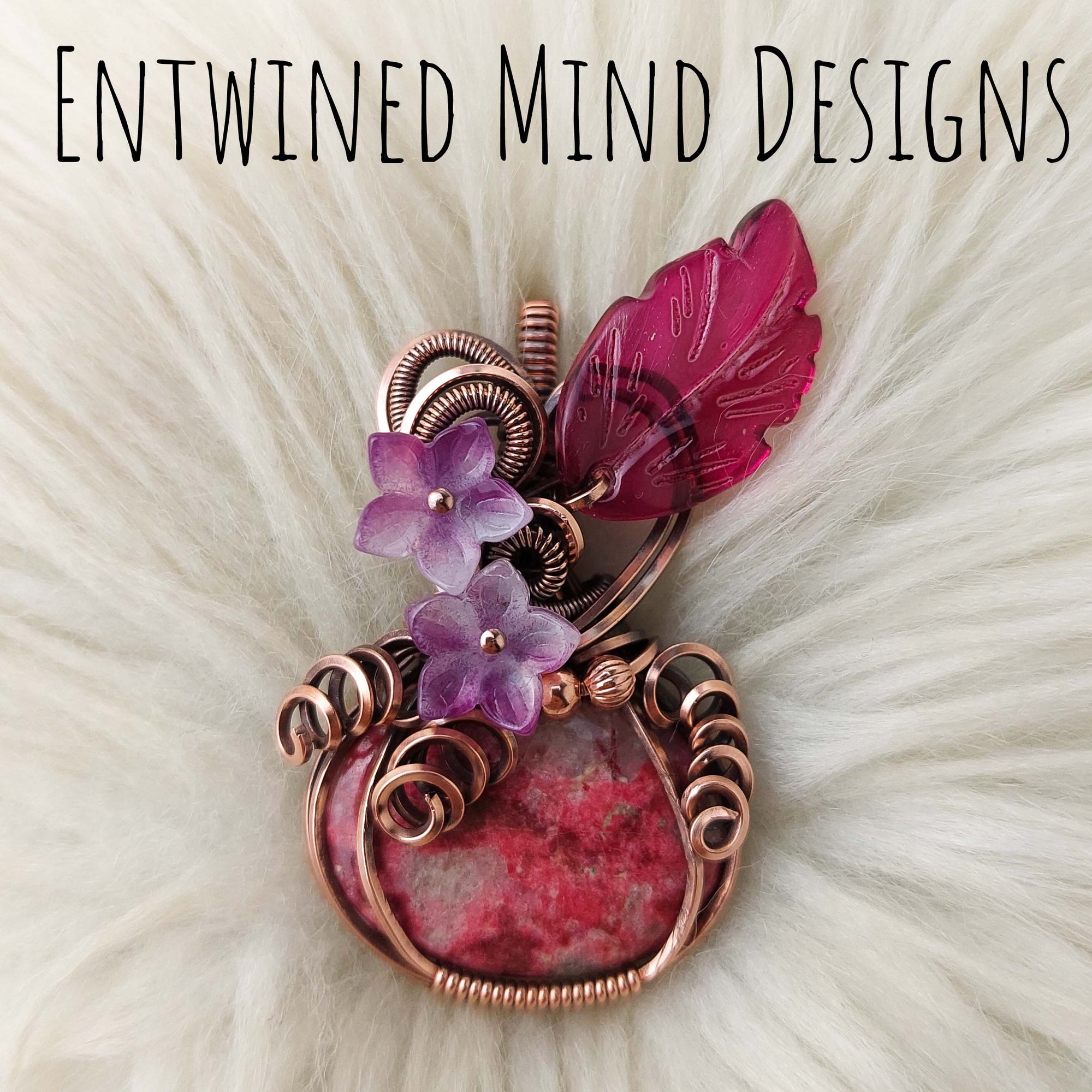 Thulite Pumpkin Pendant In Copper