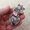 Rhodochrosite And Sterling Silver Heart Pendant