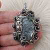 Owl, Dendritic Opal and Sterling Silver Statement Pendant