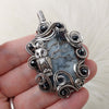 Owl, Dendritic Opal and Sterling Silver Statement Pendant