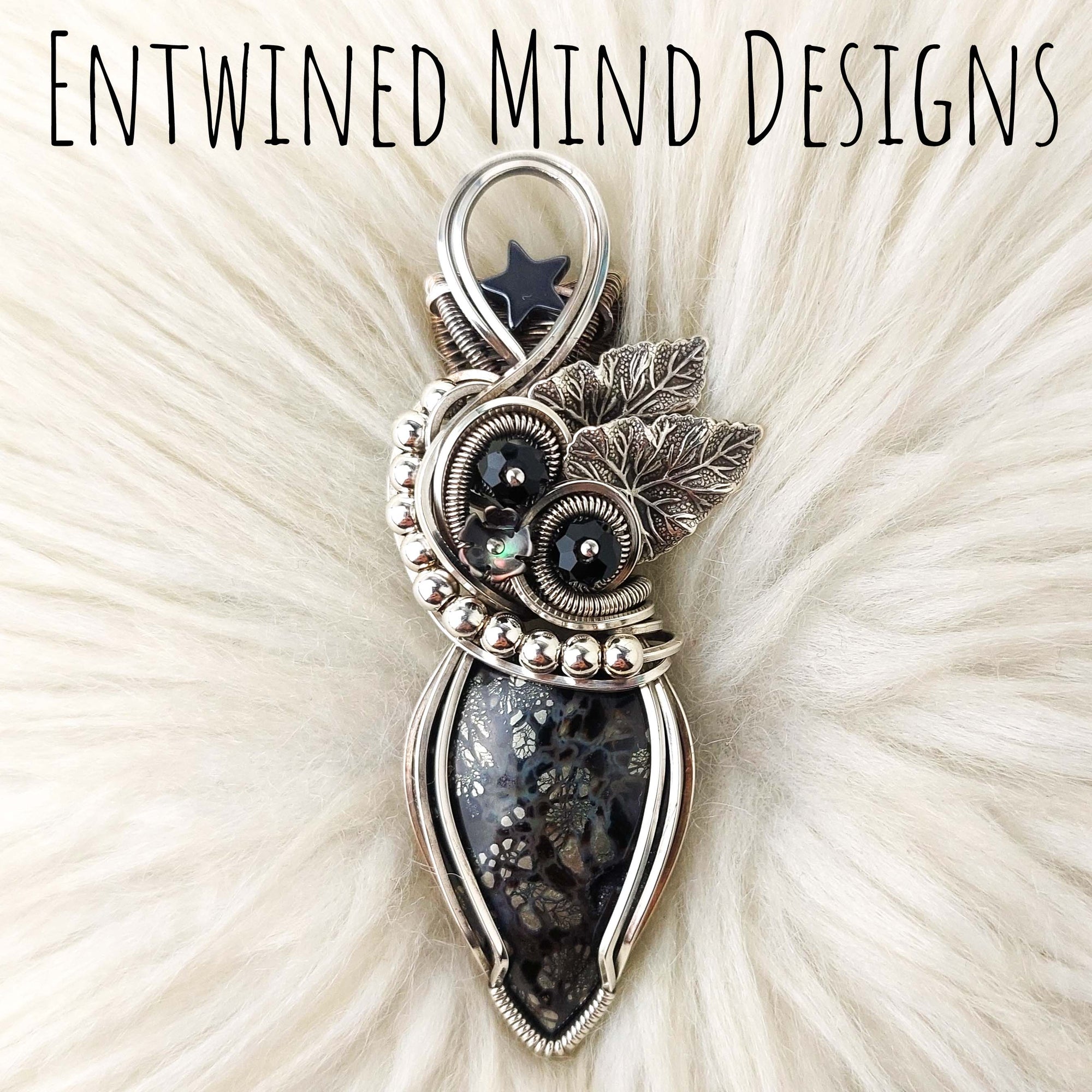 Black Marcasite Statement Pendant In Sterling Silver