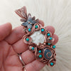 Goddess Statement Pendant With Turquoise In Copper