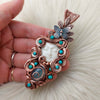 Goddess Statement Pendant With Turquoise In Copper