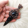 Carved Bird Skull Statement Pendant In Copper