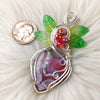 Red Aurora Plume Agate Doublet And Sterling silver Heart Pendant
