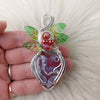 Red Aurora Plume Agate Doublet And Sterling silver Heart Pendant