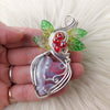 Red Aurora Plume Agate Doublet And Sterling silver Heart Pendant