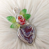 Red Aurora Plume Agate Doublet And Sterling silver Heart Pendant