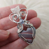 Polychrome Jasper And Sterling silver Heart Pendant