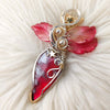 Red Aurora Plume Agate Doublet, Sterling Silver, And 14k Gold Filled Pendant