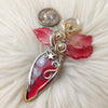 Red Aurora Plume Agate Doublet, Sterling Silver, And 14k Gold Filled Pendant