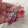 Red Aurora Plume Agate Doublet, Sterling Silver, And 14k Gold Filled Pendant