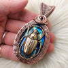 Scarab Beetle Labradorite In Copper Statement Pendant