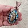Scarab Beetle Labradorite In Copper Statement Pendant