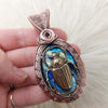 Scarab Beetle Labradorite In Copper Statement Pendant