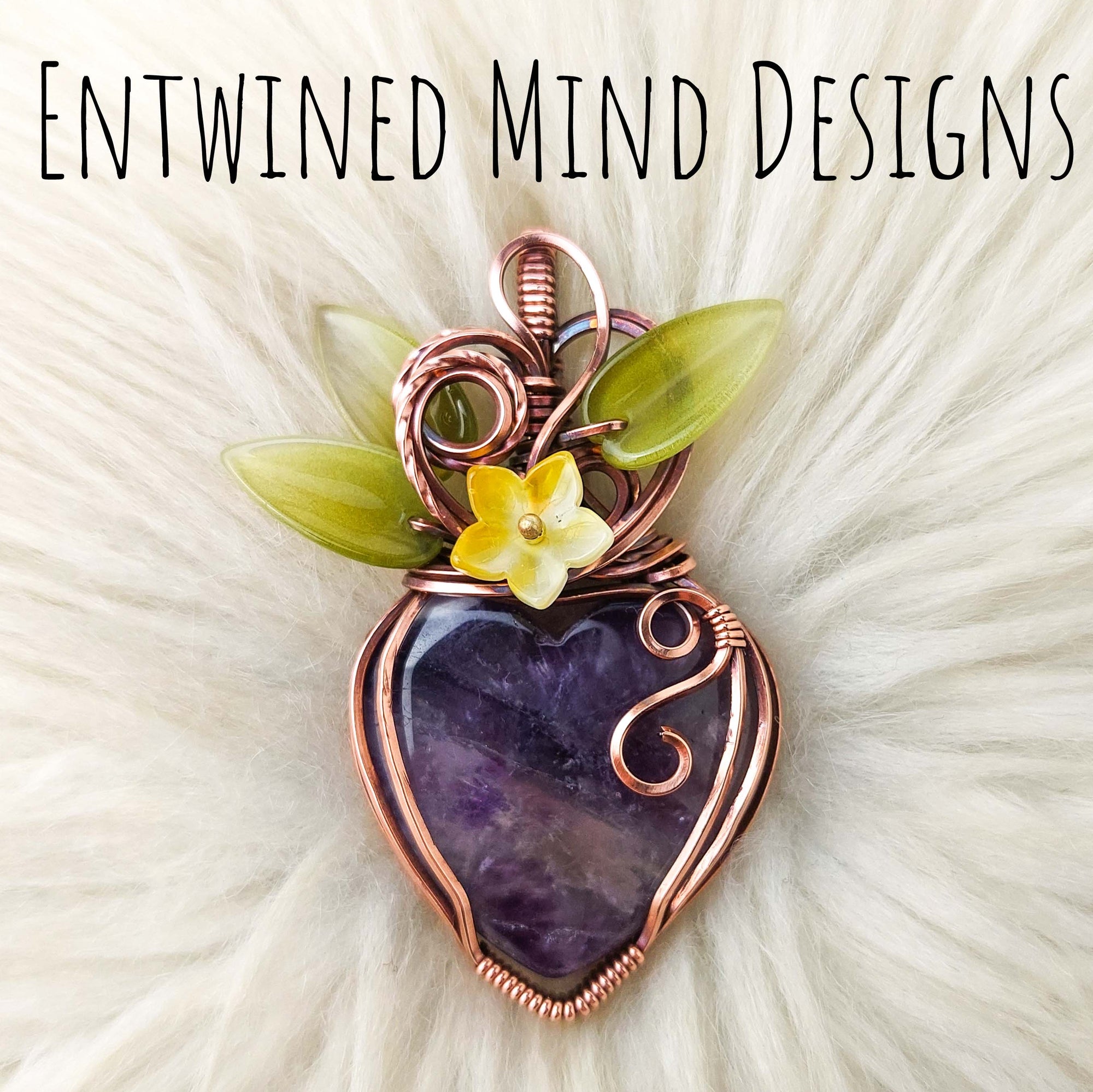 Amethyst And Copper Heart Statement Pendant