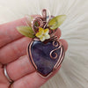 Amethyst And Copper Heart Statement Pendant