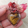 Tigers Eye And Copper Heart Statement Pendant