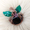 Black Onyx Pumpkin Pendant In Copper