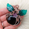 Black Onyx Pumpkin Pendant In Copper