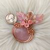 Rose Quartz Pumpkin Pendant In Copper