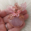 Rose Quartz Pumpkin Pendant In Copper