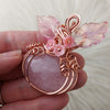 Rose Quartz Pumpkin Pendant In Copper