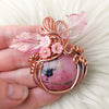 Rhodonite Pumpkin Pendant In Copper