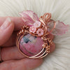 Rhodonite Pumpkin Pendant In Copper