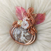 White Agate Pumpkin Pendant In Copper