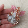 White Agate Pumpkin Pendant In Copper